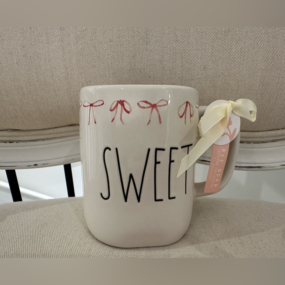Rae Dunn NWT Sweet Ceramic Mug with Pink Bows